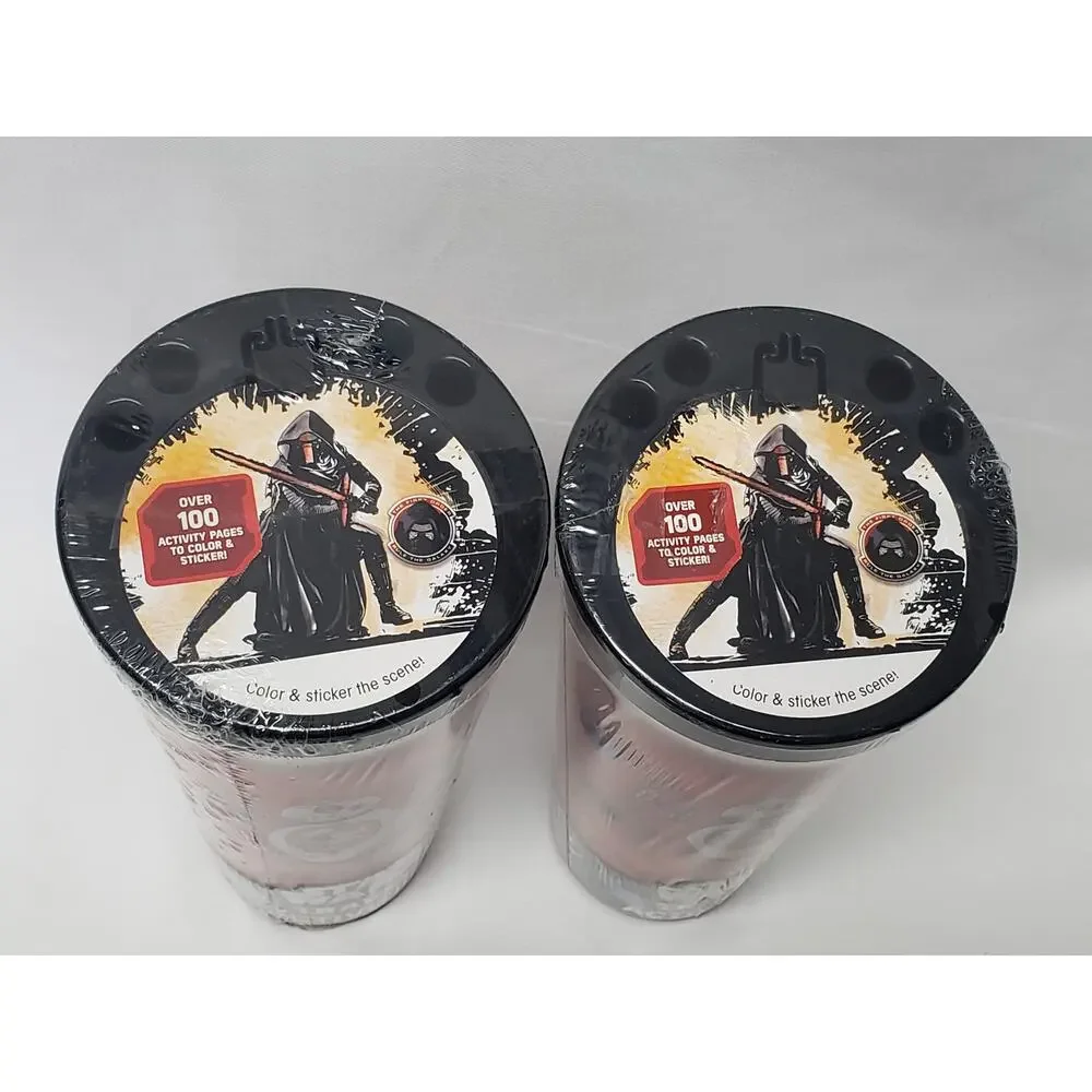 Star Wars Travel Cup w. Book Activities Crayons & 2 Light Sabers & Sticker Pad
